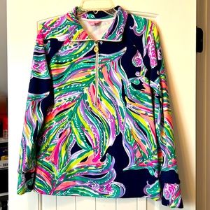 Lily Pulitzer cover up SPF top. Multi colored, navy
